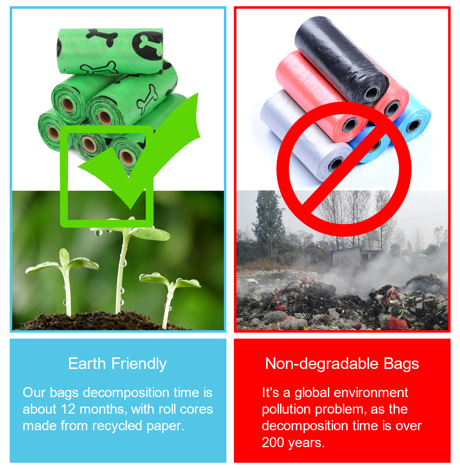 Biodegradable Dog Poop Bags, 8 Rolls 120 Bags