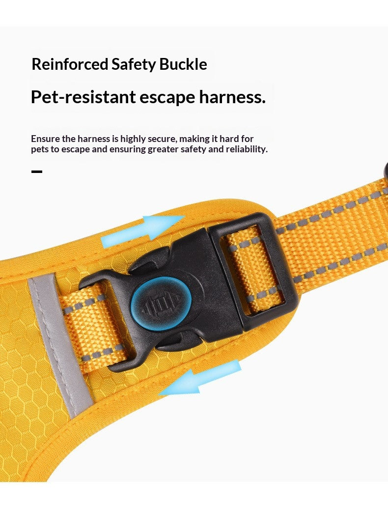 Dog Harness XS, Adjustable and Reflective in 4 colours, Yellow, Red, Black & Orange