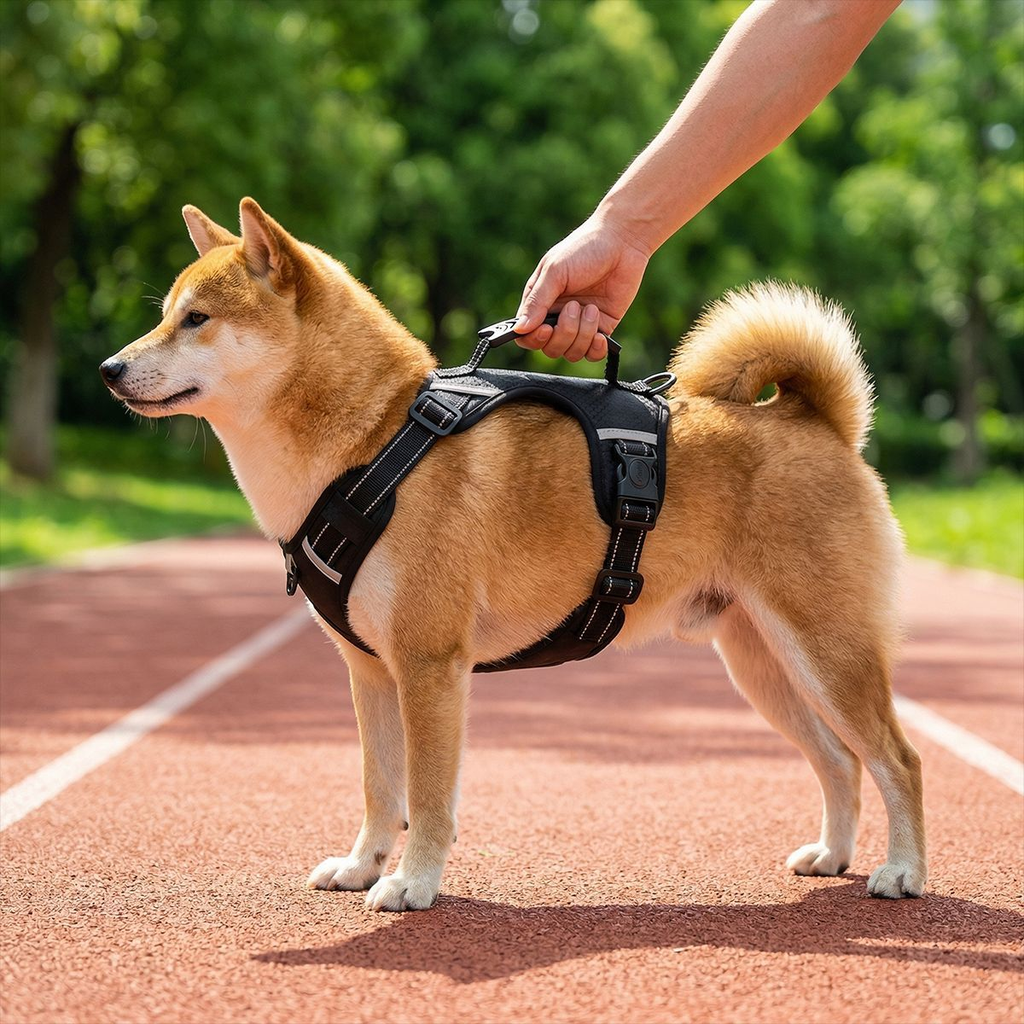 Dog Harness L, Reflective and Adjustable in 4 colours, Yellow, Red, Black & Orange