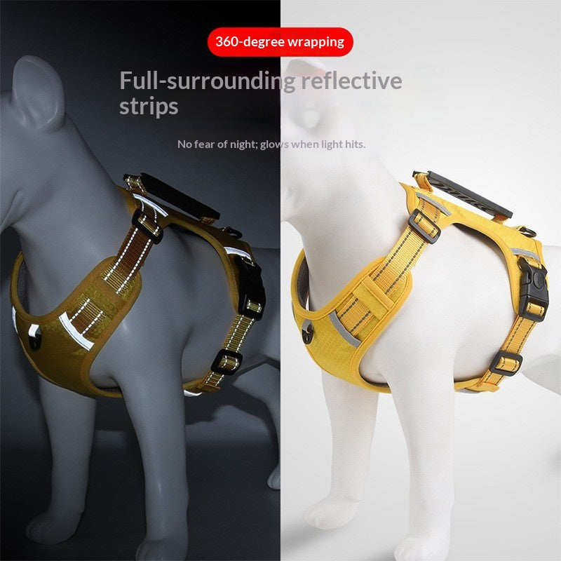 Dog Harness L, Reflective and Adjustable in 4 colours, Yellow, Red, Black & Orange